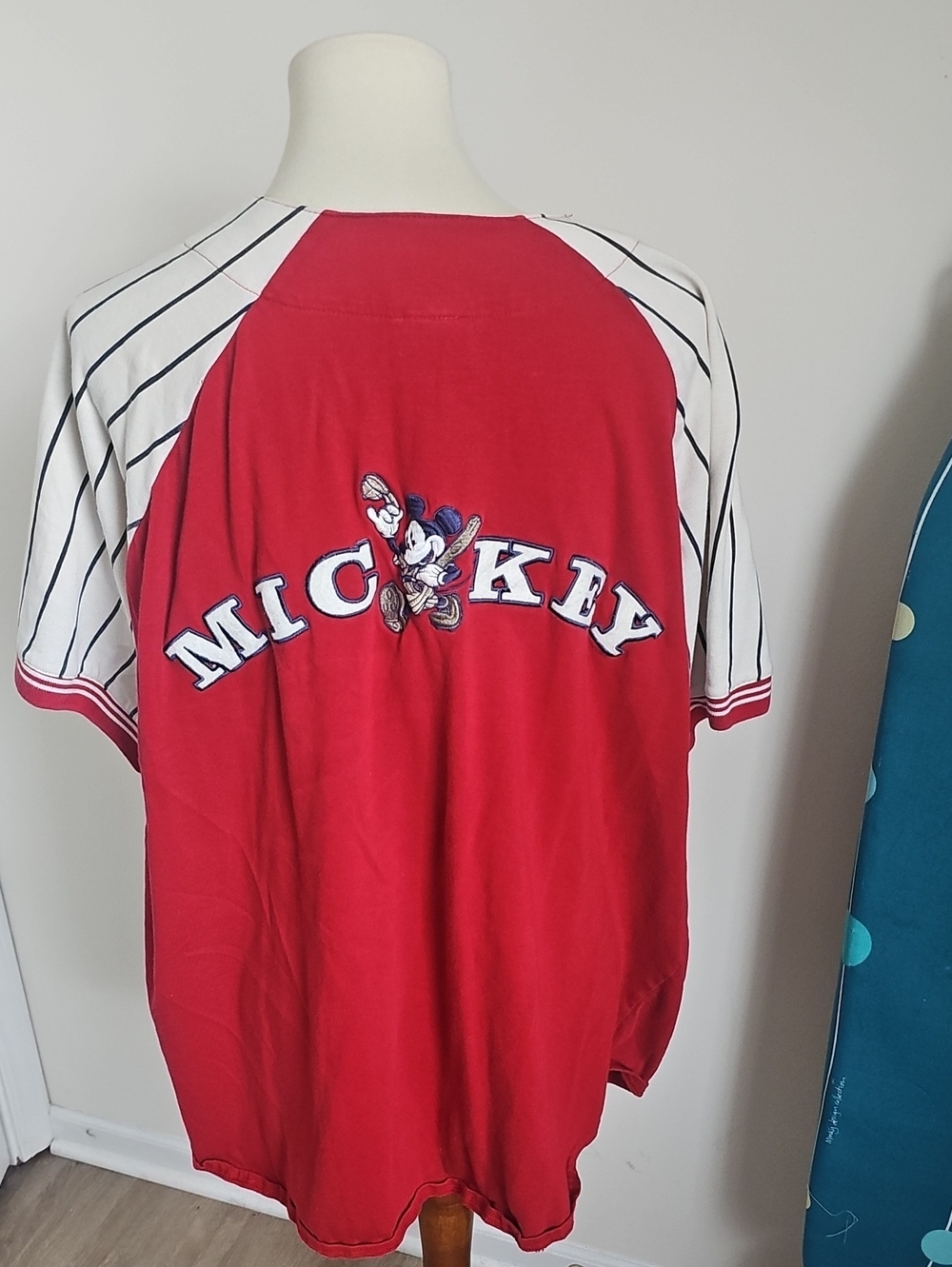 Vintage Disney Store Jersey Red Mickey Mouse Baseball 1928 League Men's XL